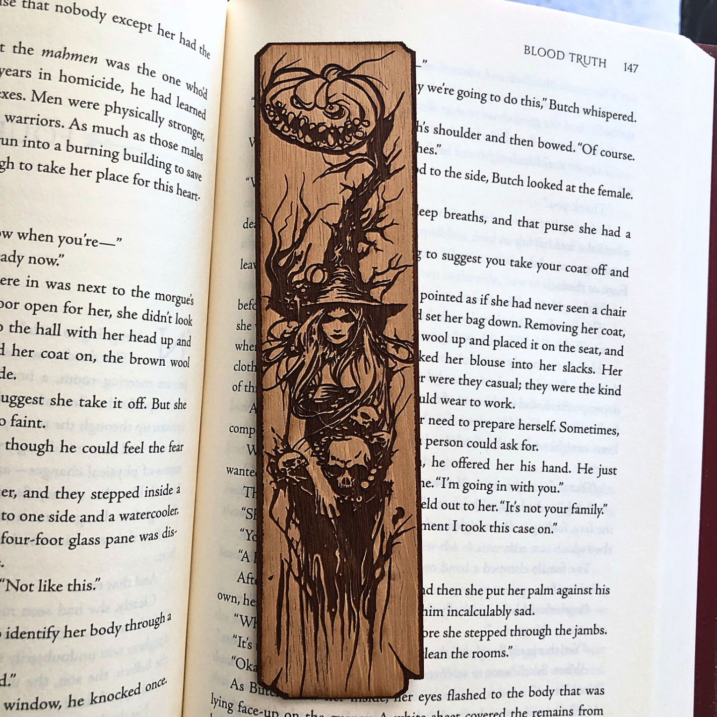 Halloween Witch Wooden Bookmark