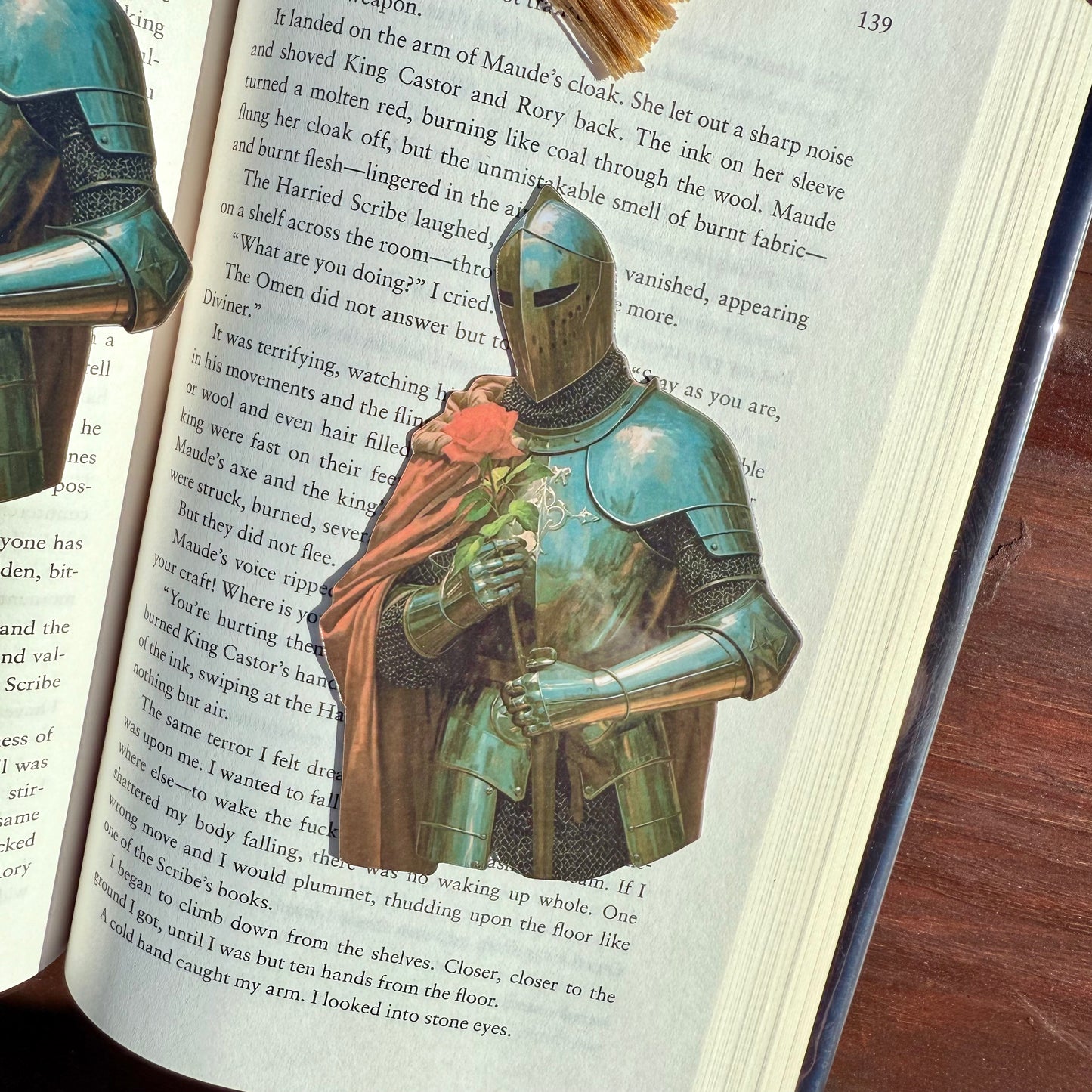 Knight and Rose Paper Bookmark