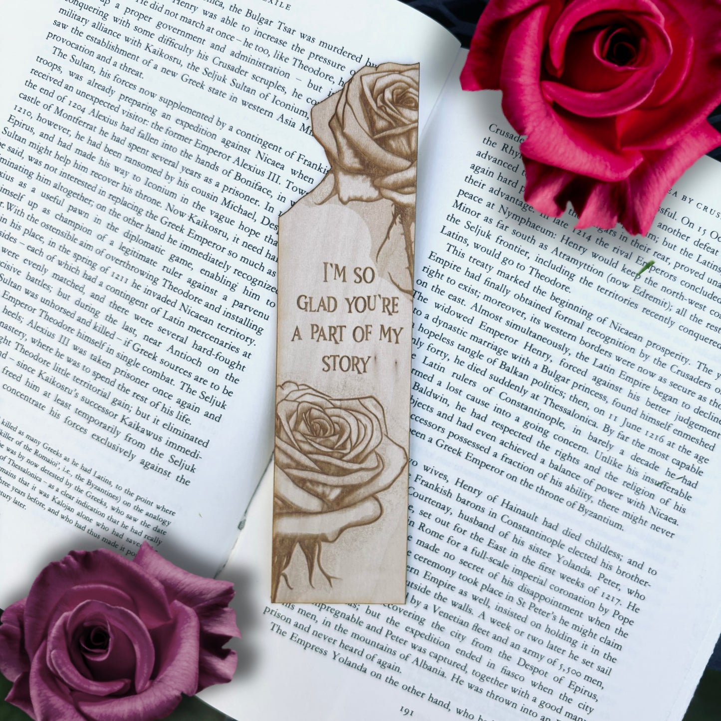 Personalized Rose Bookmark