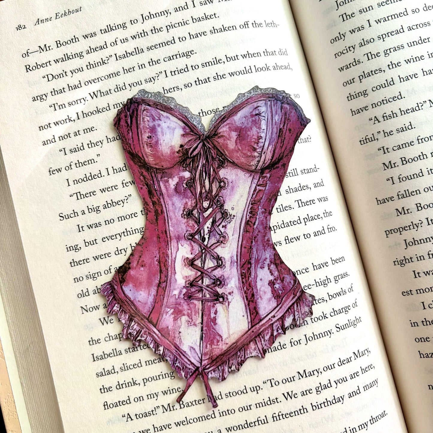 Pink Corset Paper Bookmark