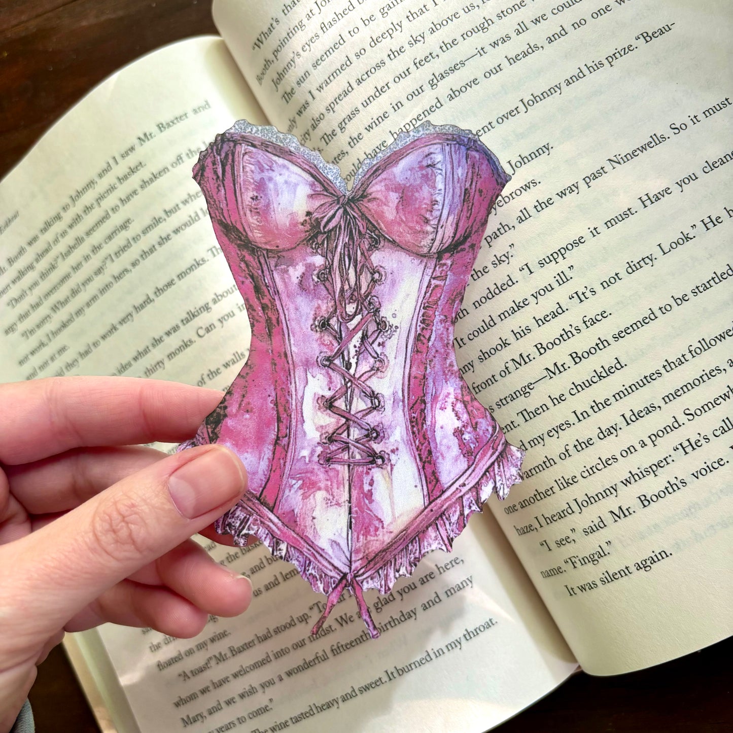 Pink Corset Paper Bookmark