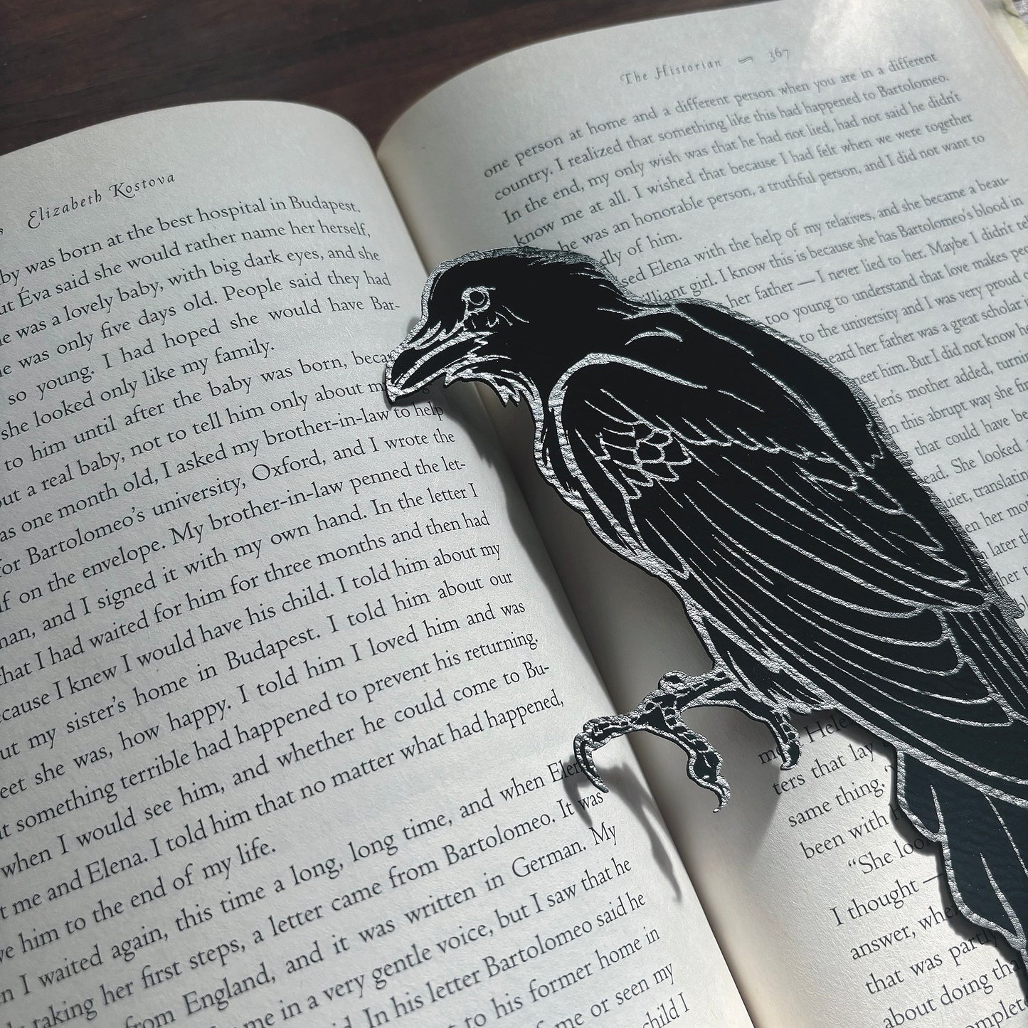 Crow Bookmark Faux Leather