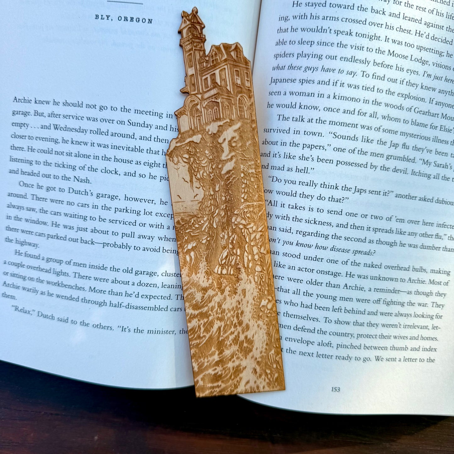 Gothic Mansion Wooden Bookmark