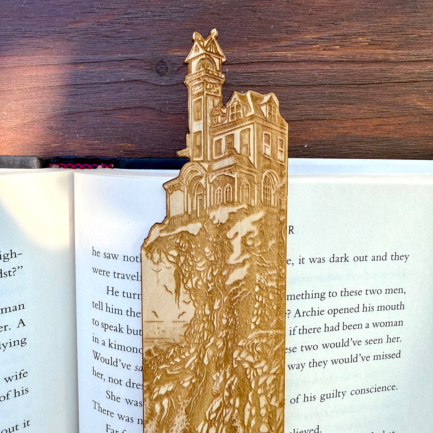 Gothic Mansion Wooden Bookmark