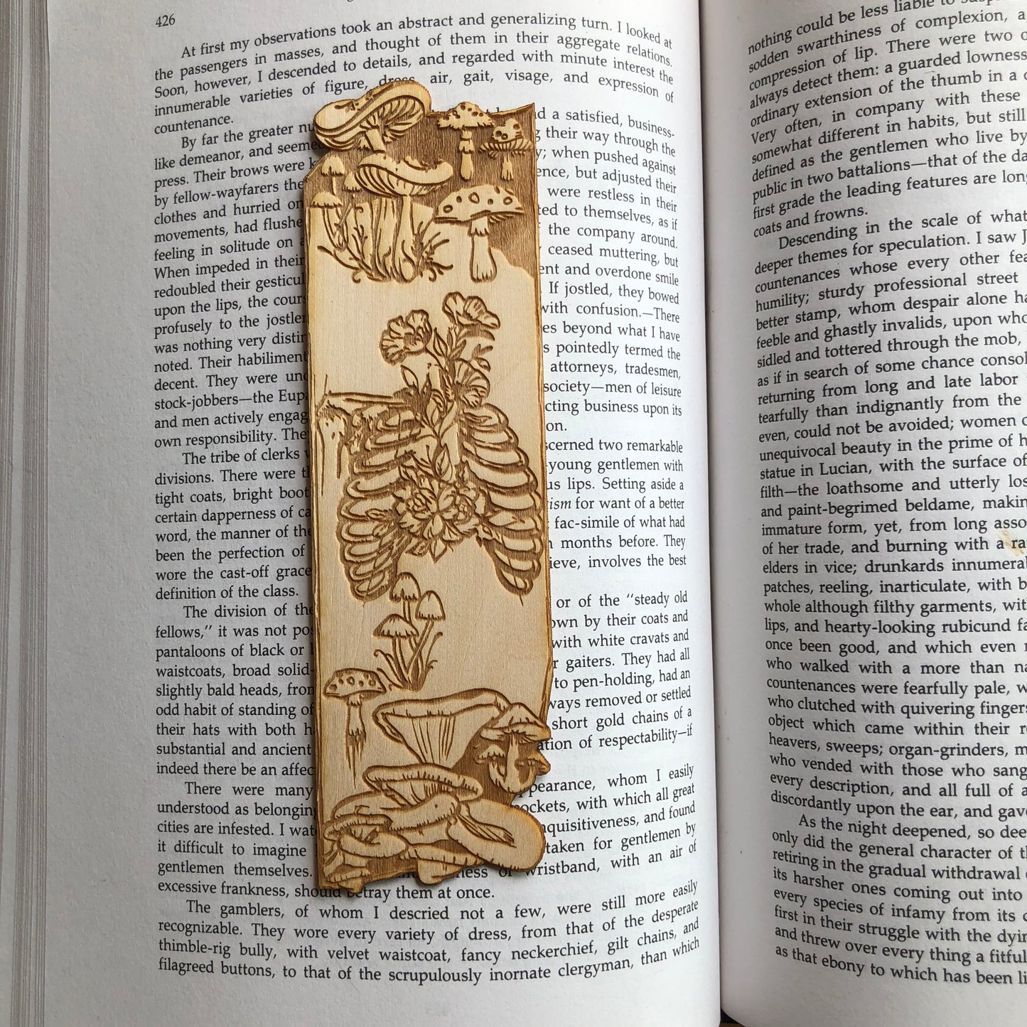 Skeleton Fungi Wooden Bookmark
