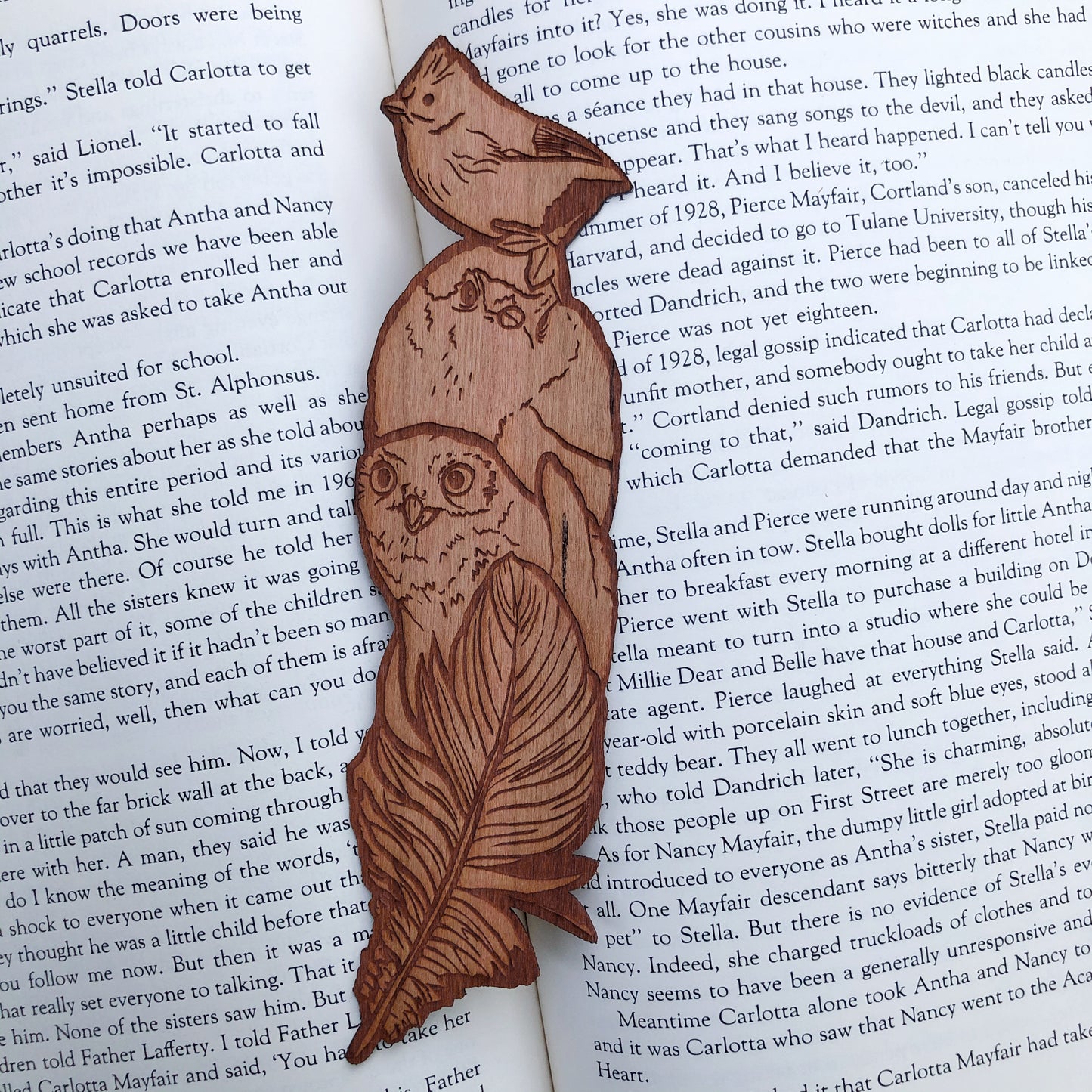 Birds of a Feather Wooden Bookmark | Bookish Gift | Nature Bookmark