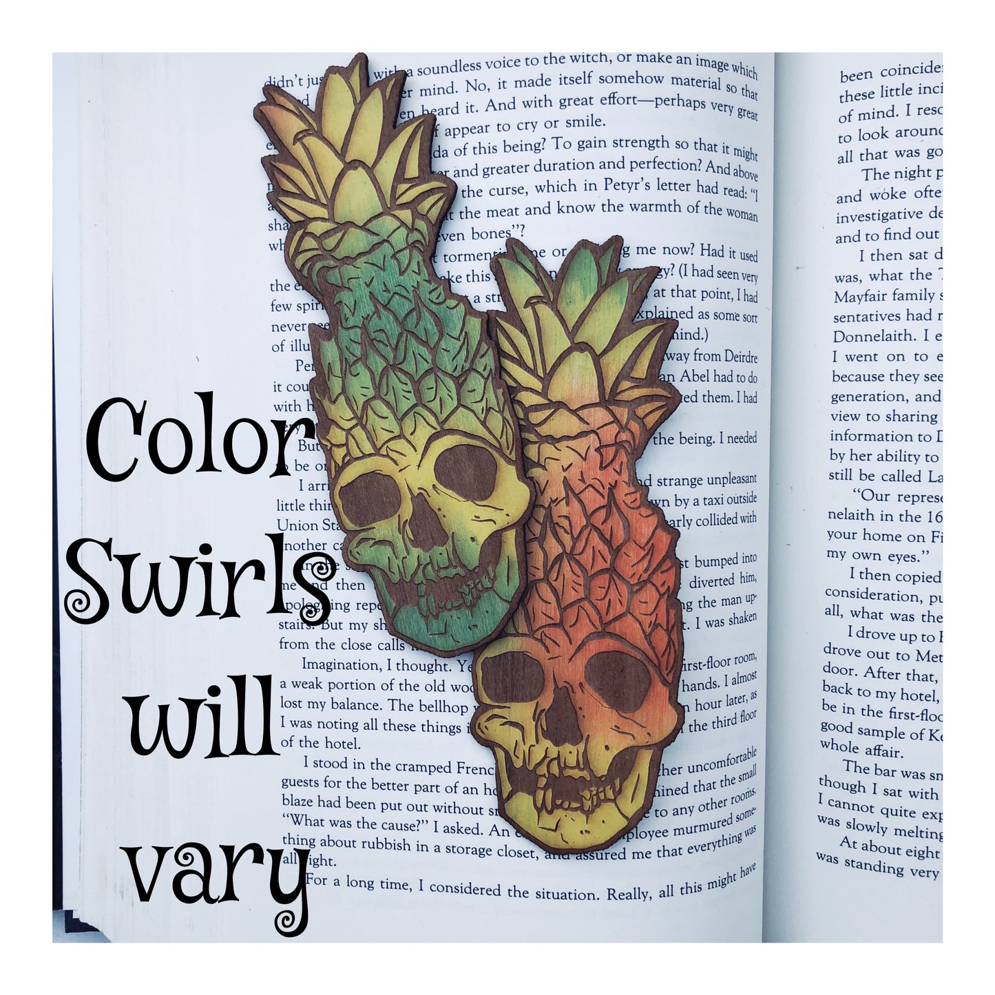 Pineapple Skull Wooden Bookmark | Summer Reading Woodmark | Bookmark Horror | Bookish gift