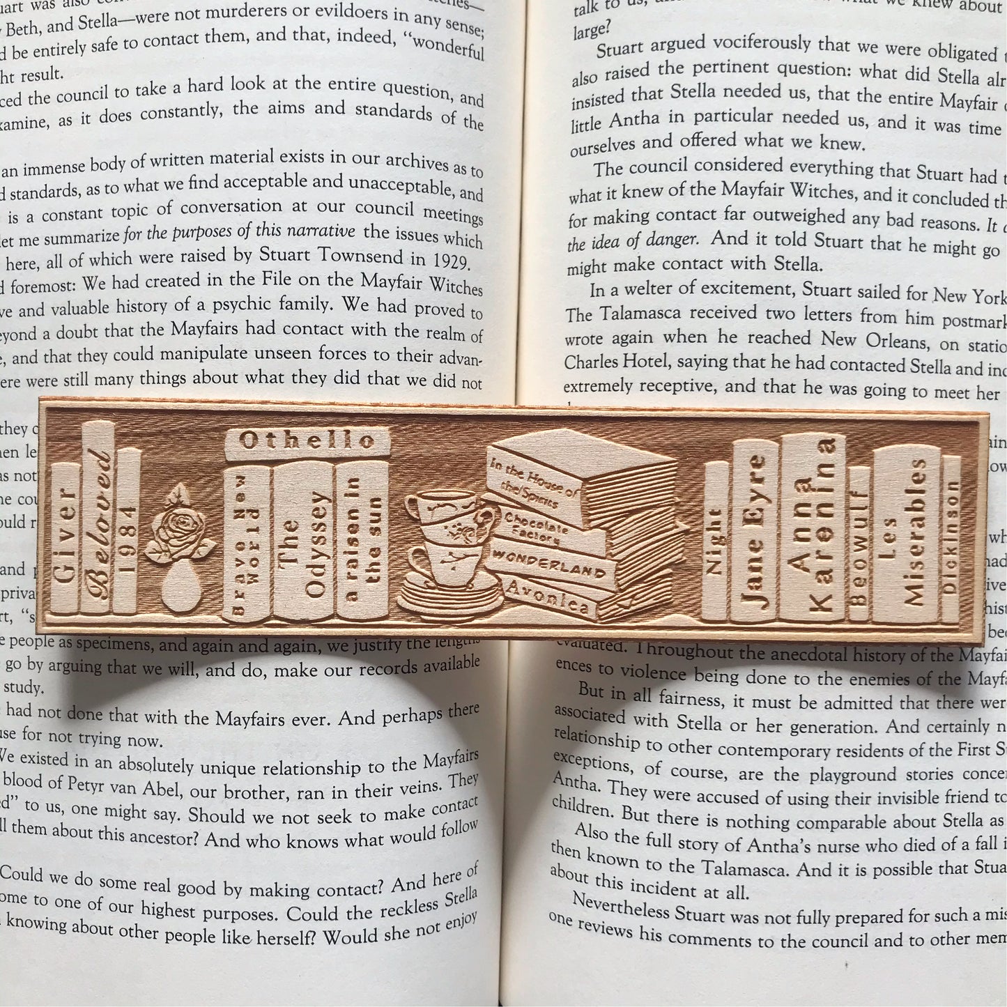Classic Literature Shelf Wooden Bookmark