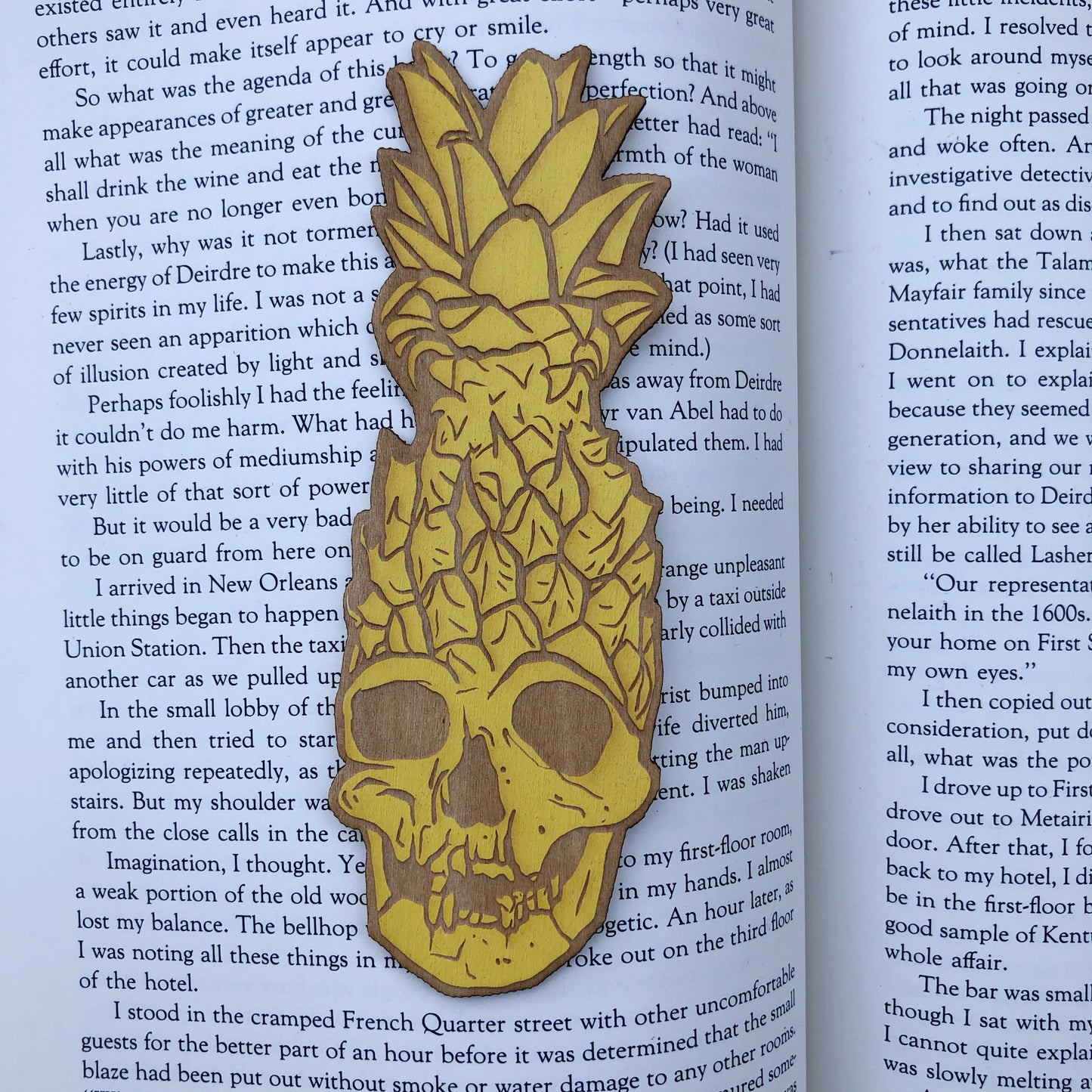 Pineapple Skull Wooden Bookmark | Summer Reading Woodmark | Bookmark Horror | Bookish gift