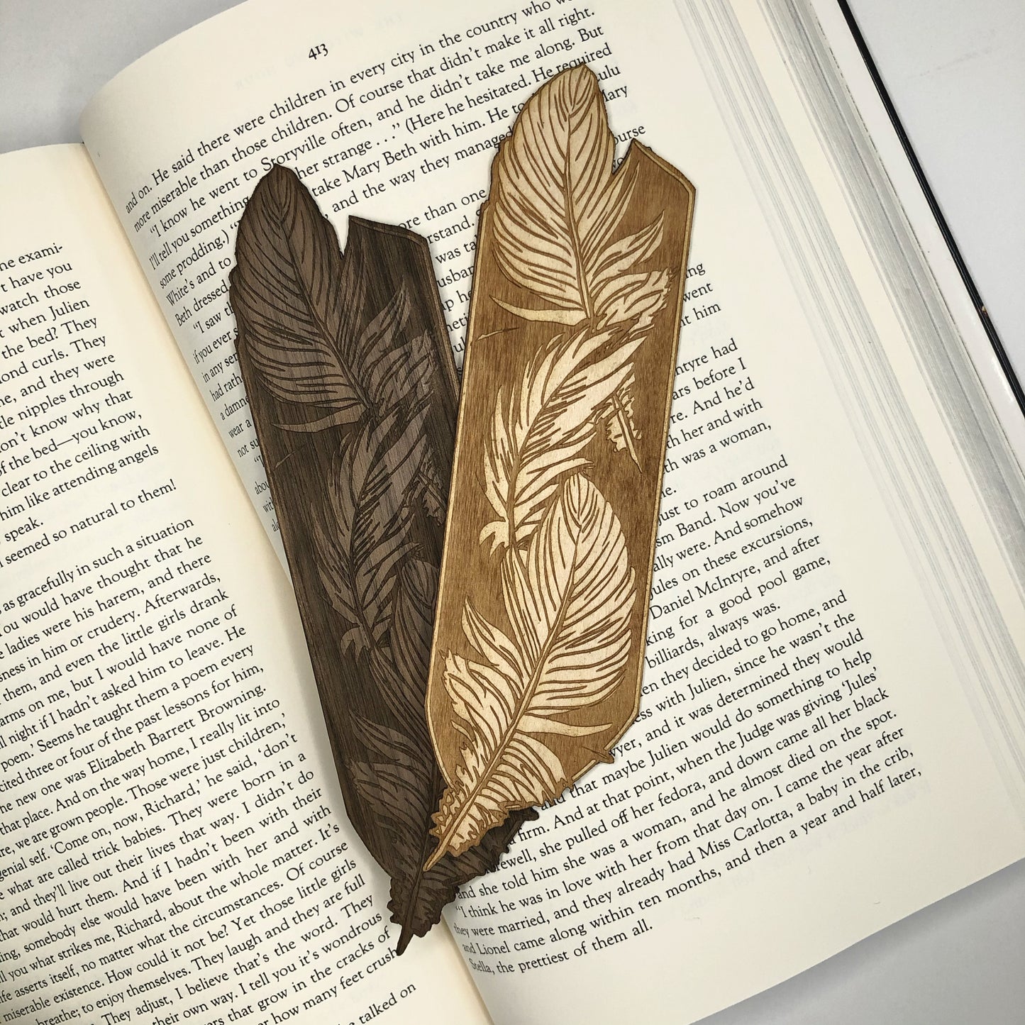 Feathers Wooden Bookmark