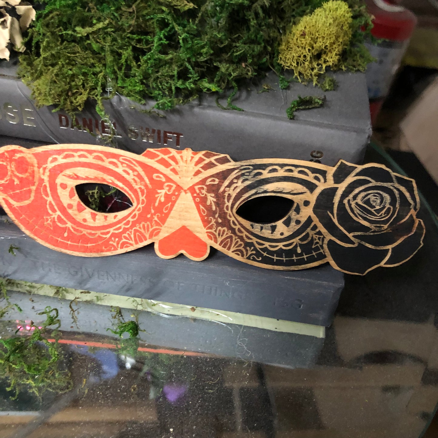 Sugar Skull Masque Wooden Bookmark