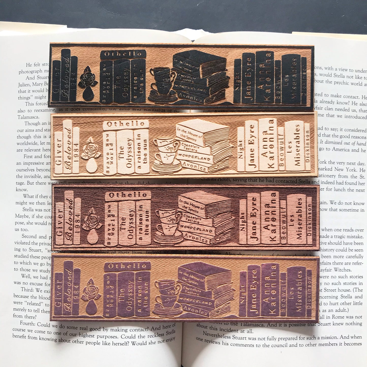 Classic Literature Shelf Wooden Bookmark