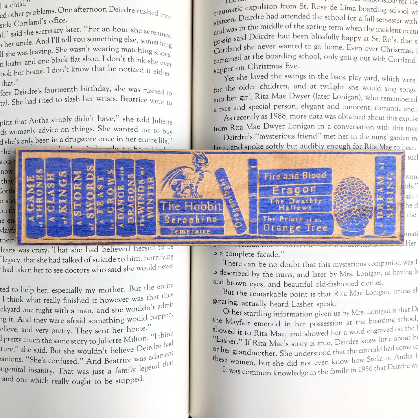 Book Dragon Shelf Wooden Bookmark