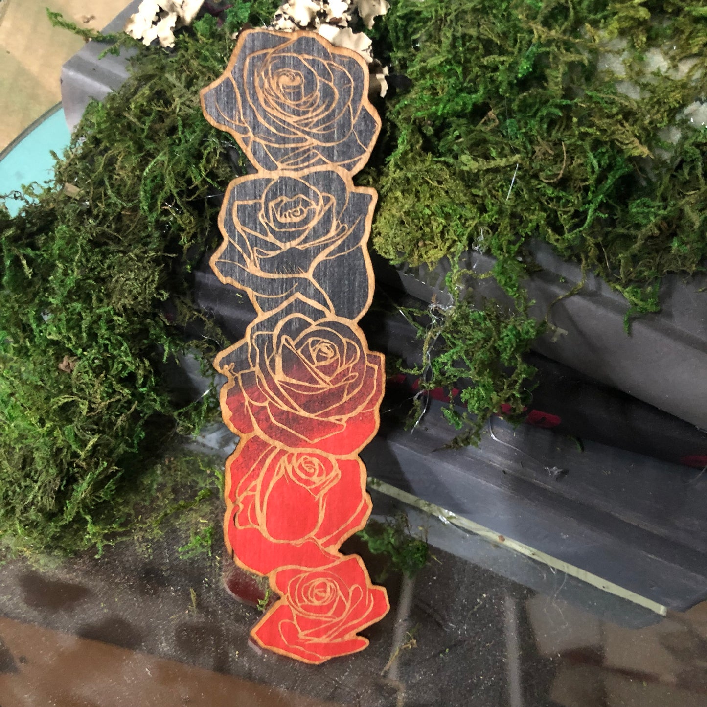 Rose Bouquet Wooden Bookmark