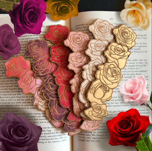 Rose Bouquet Wooden Bookmark
