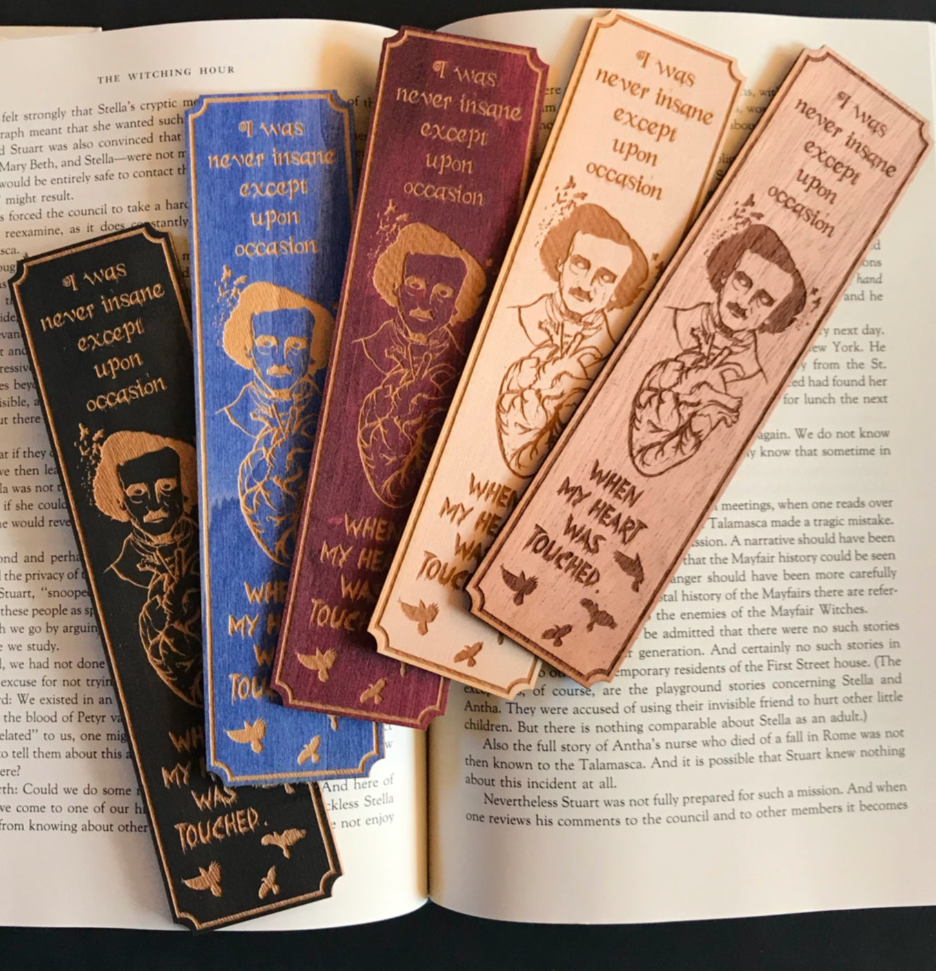 Edgar Allan Poe Wooden Bookmark