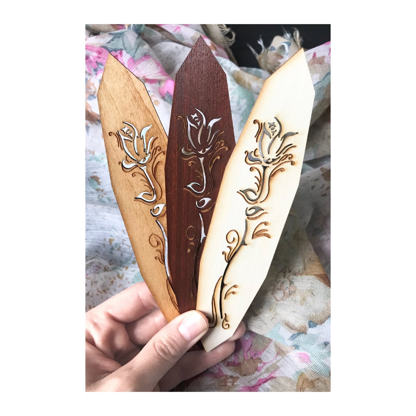 Rose Wooden Bookmark