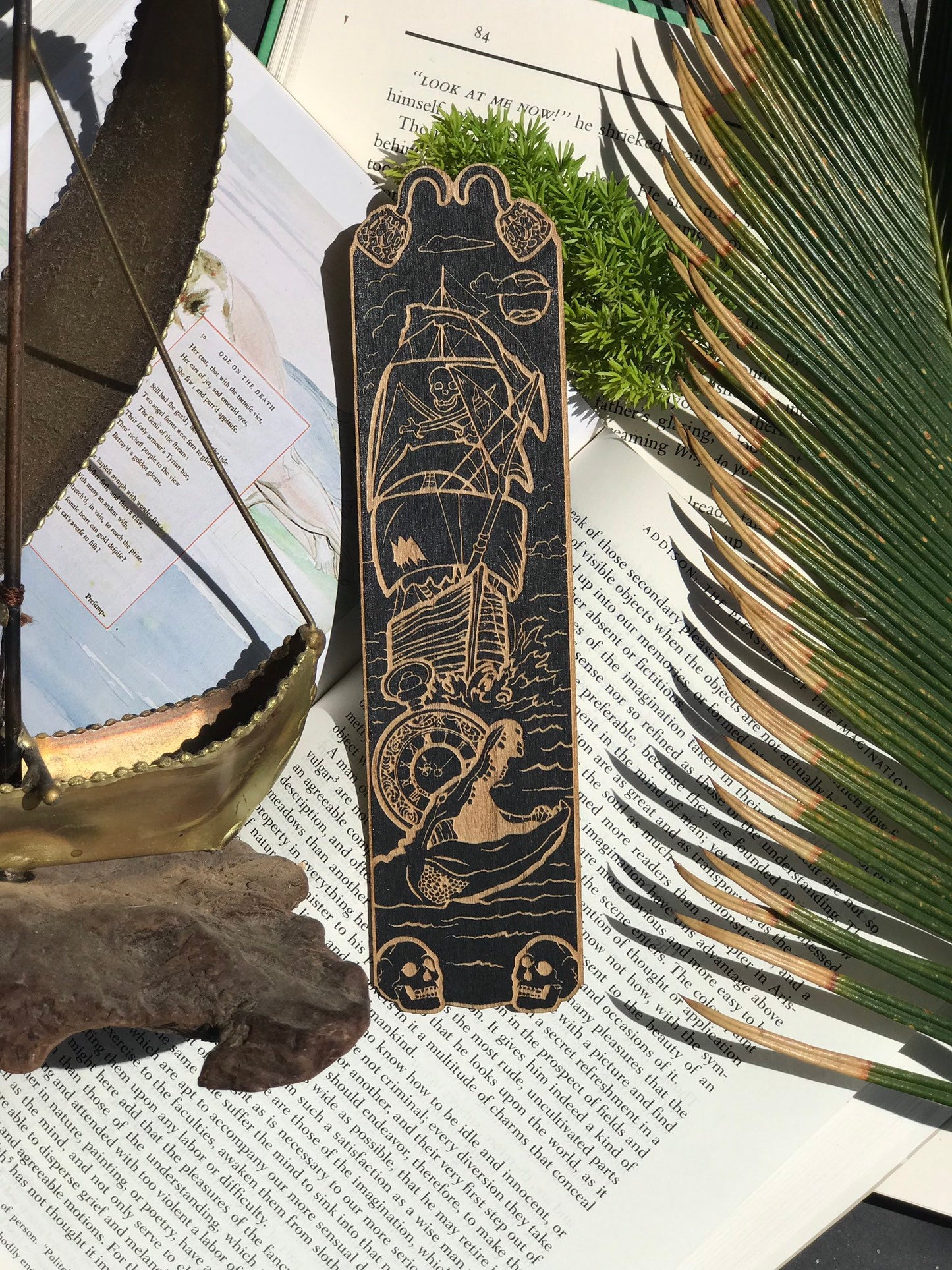 Jolly Roger Pirate Wooden Bookmark