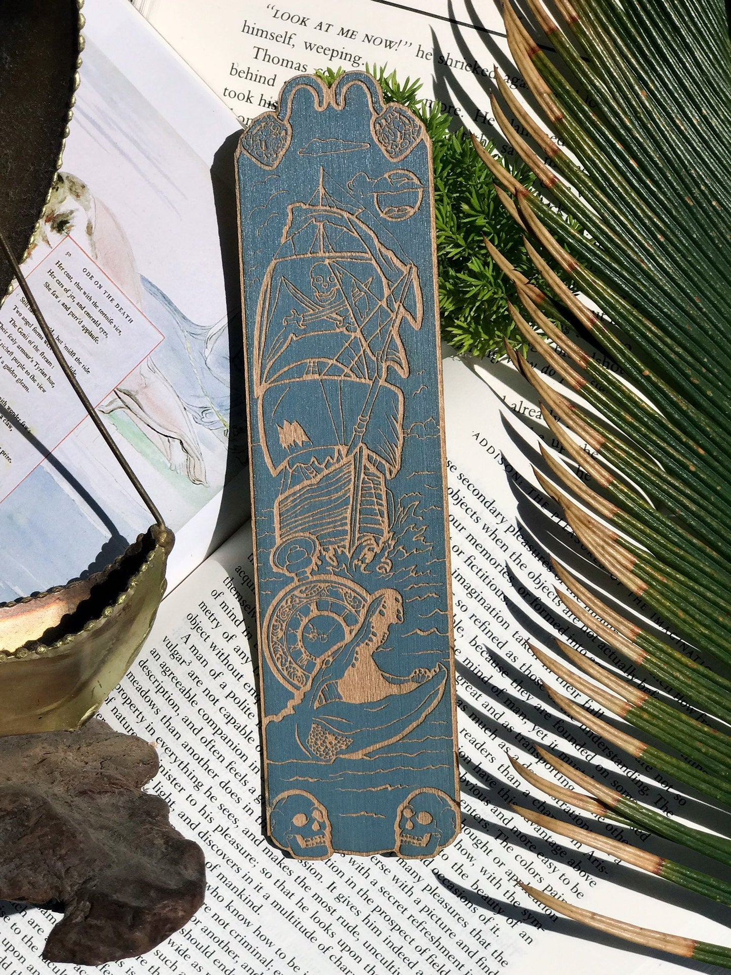Jolly Roger Pirate Wooden Bookmark