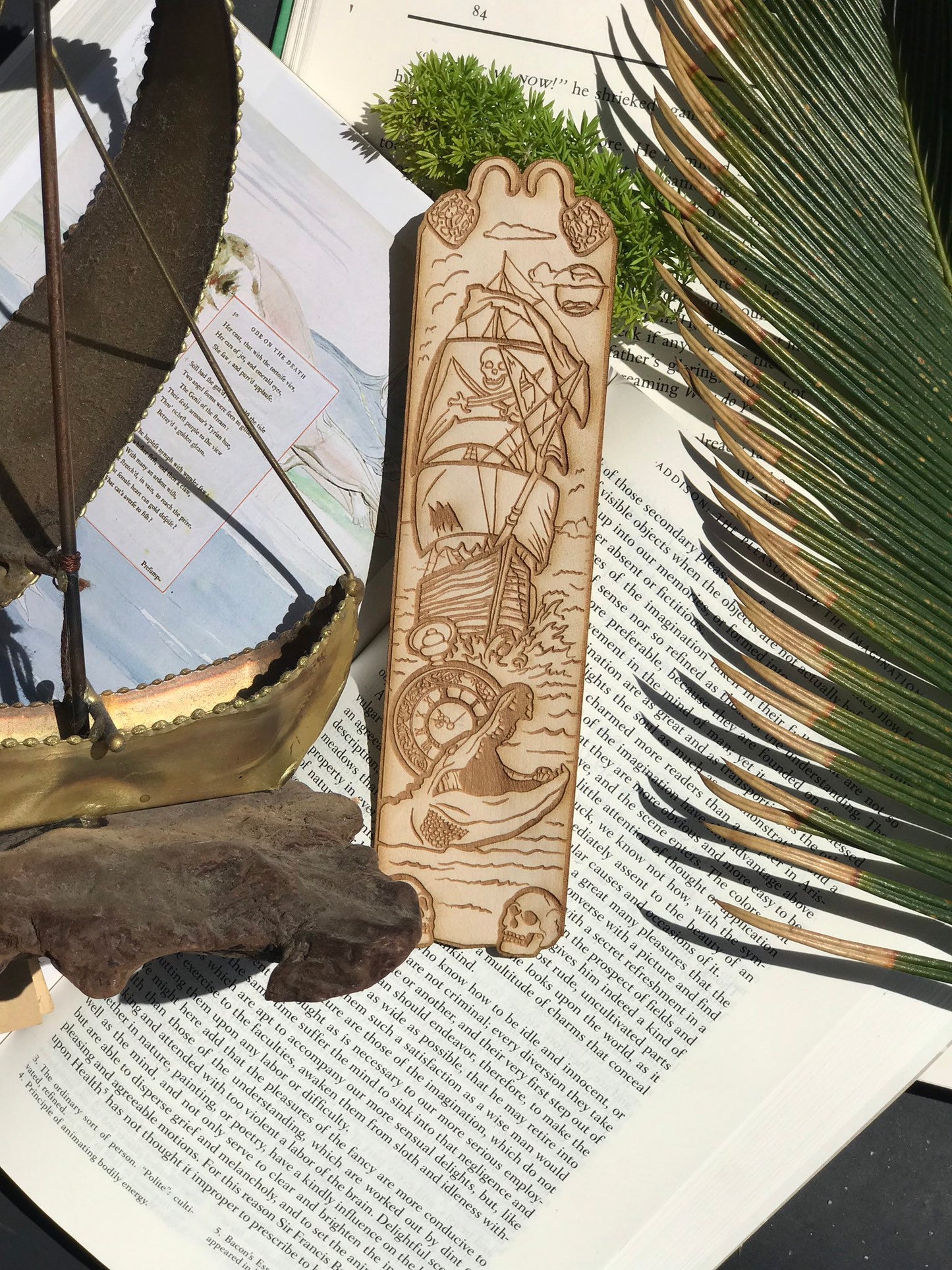 Jolly Roger Pirate Wooden Bookmark