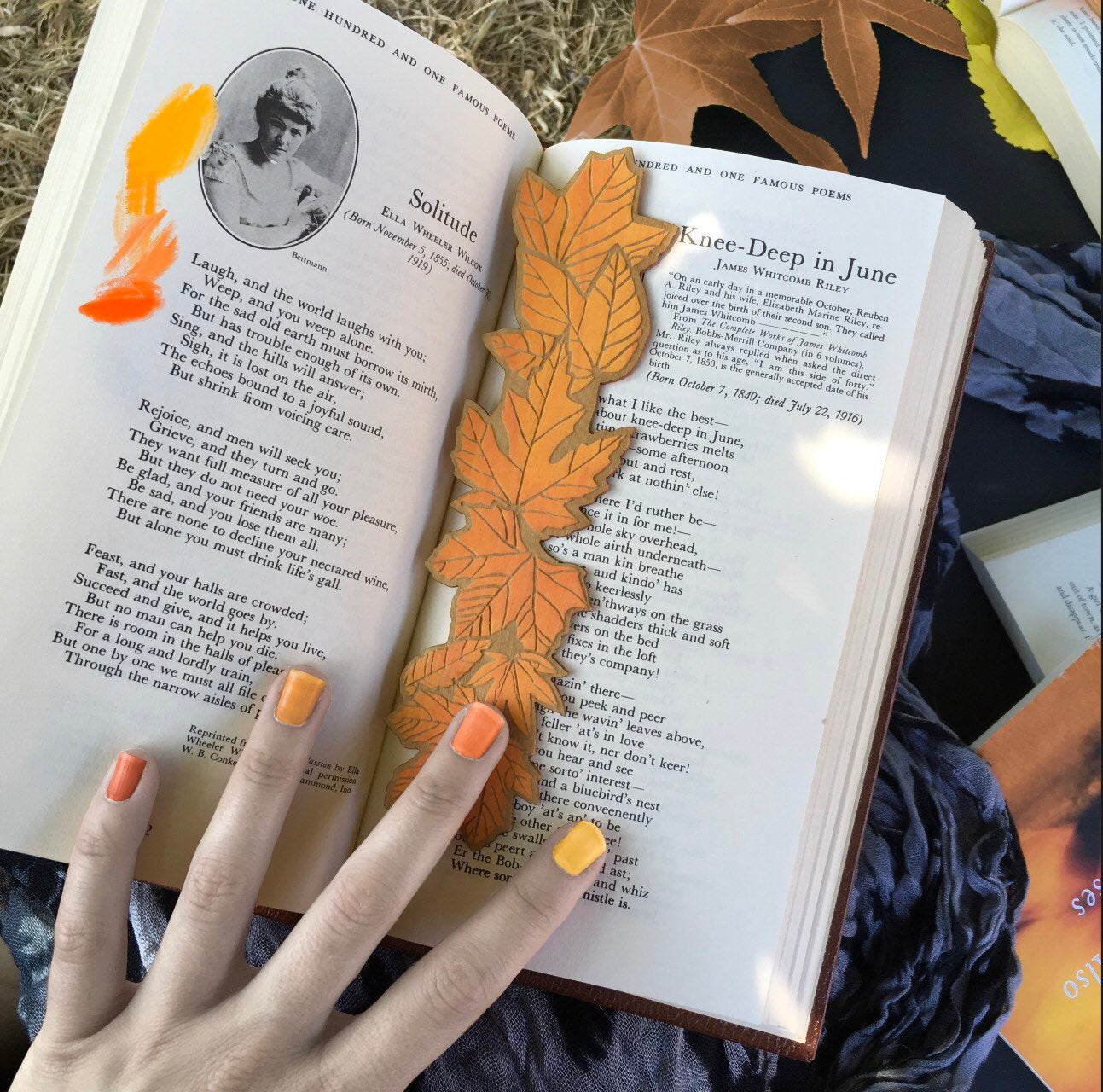 Autumn Leaves Wooden Bookmark