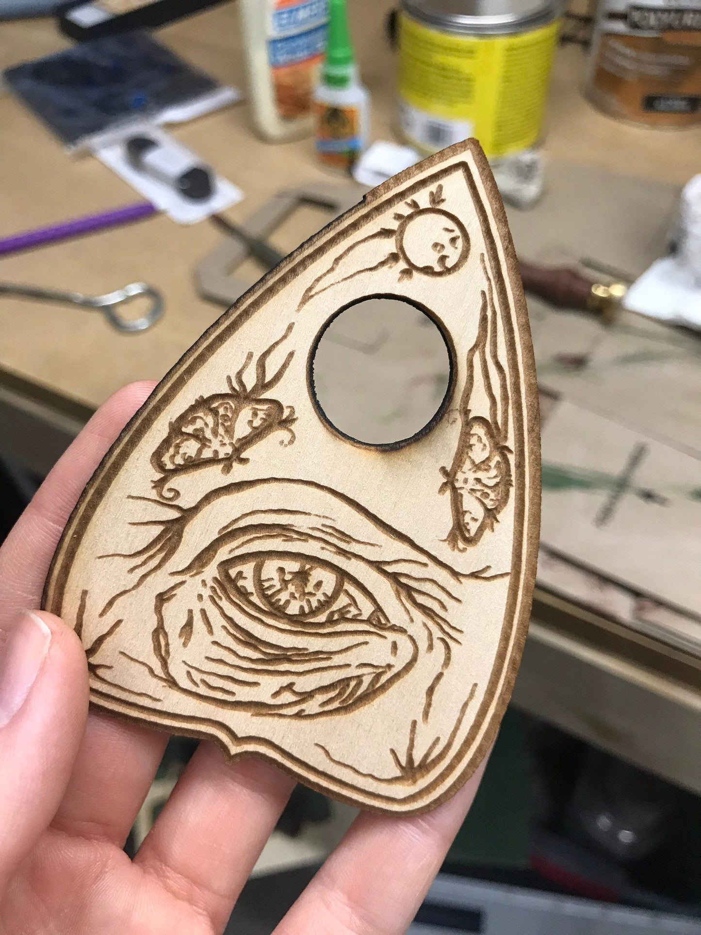 Ancient Warlock Planchette Wooden Bookmark