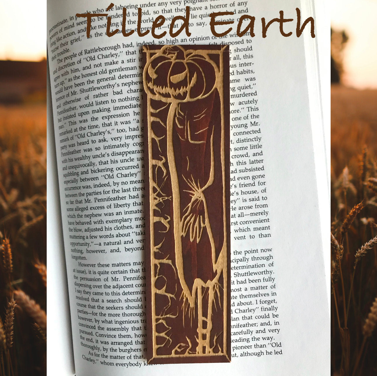 Scarecrow Pumpkin Wooden Bookmark