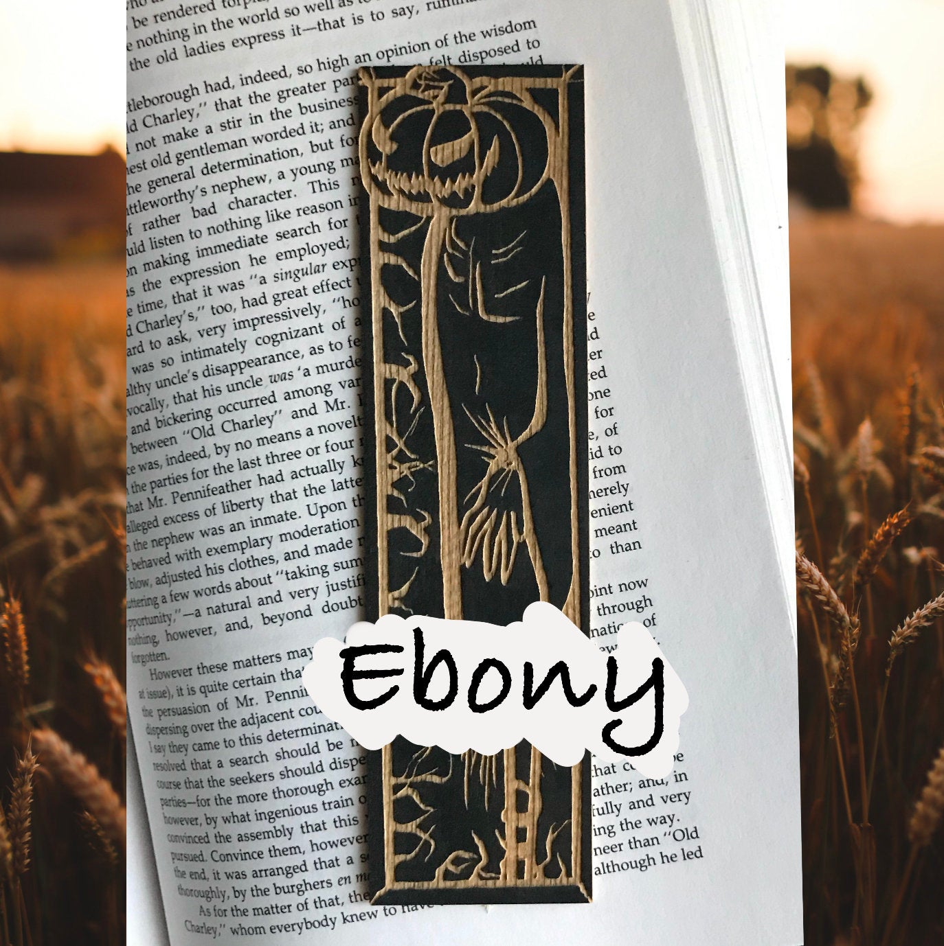 Scarecrow Pumpkin Wooden Bookmark