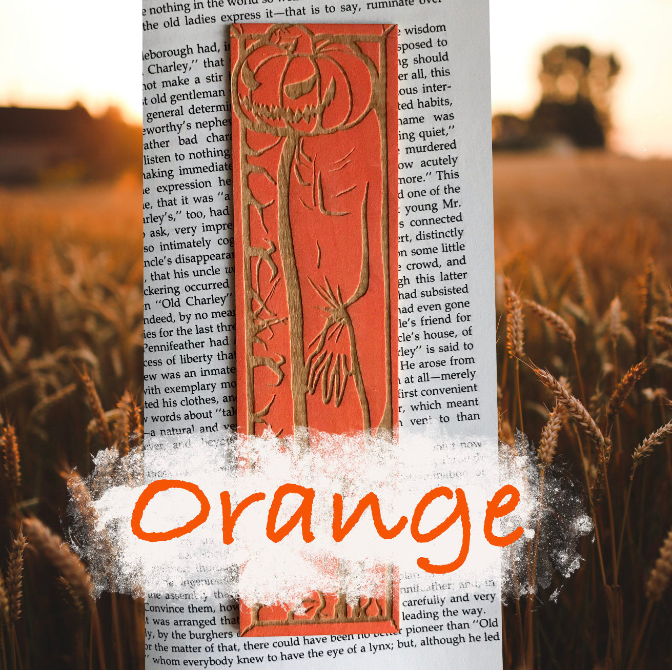 Scarecrow Pumpkin Wooden Bookmark