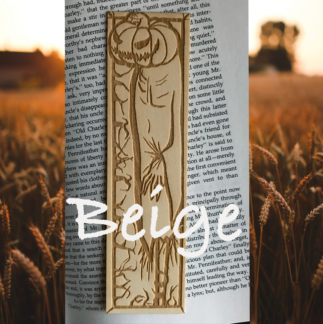 Scarecrow Pumpkin Wooden Bookmark