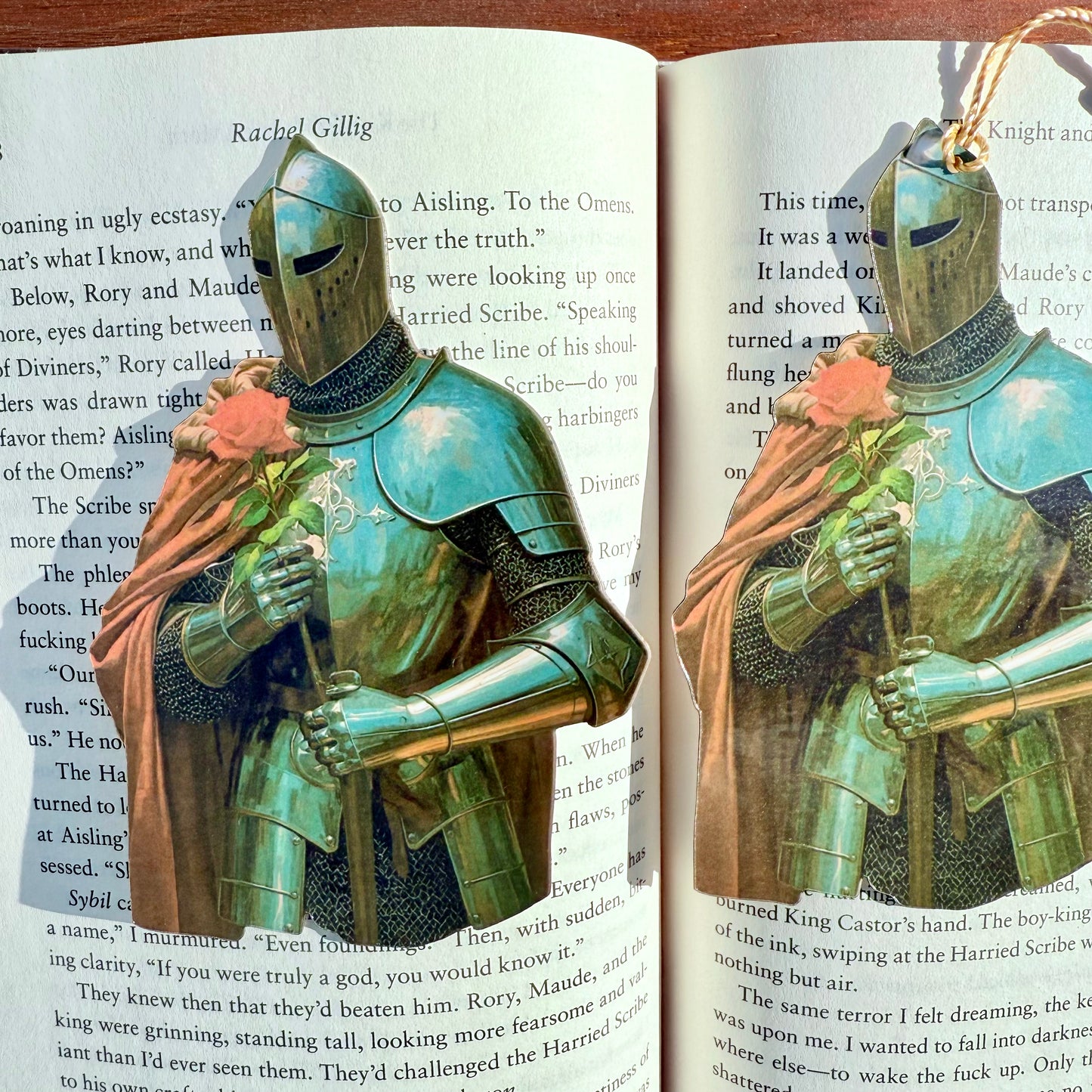 Knight and Rose Paper Bookmark