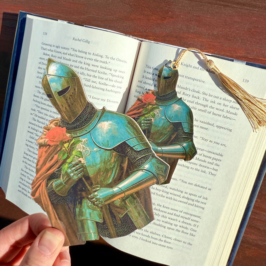 Knight and Rose Paper Bookmark