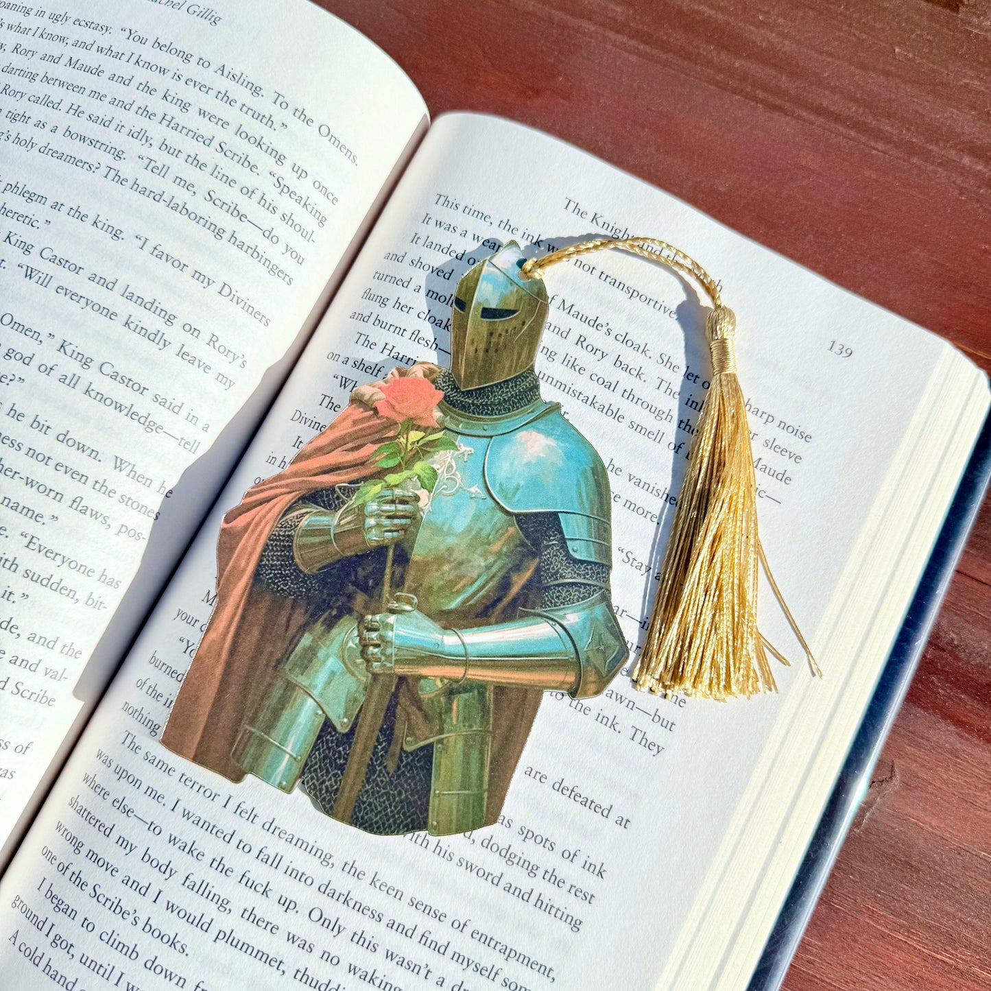 Knight and Rose Paper Bookmark