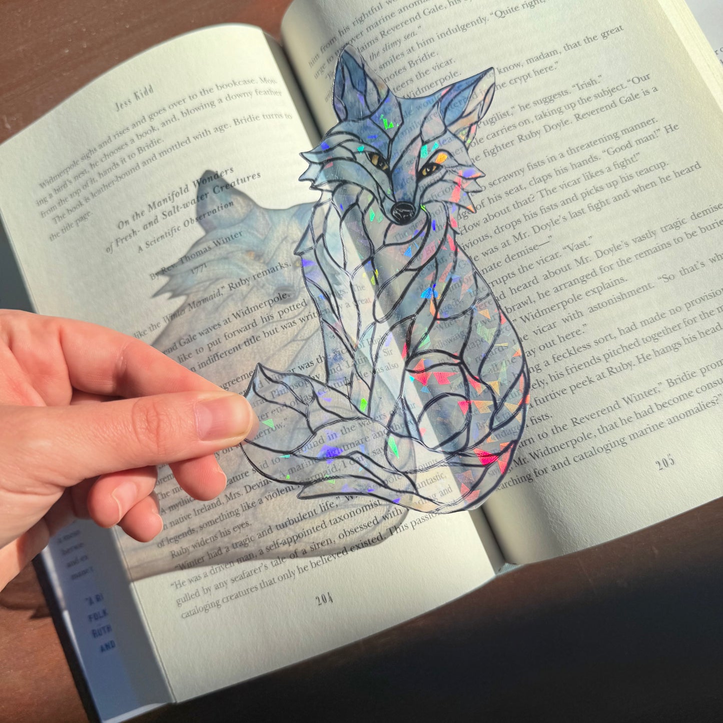 Arctic Fox Stained Glass paper bookmark