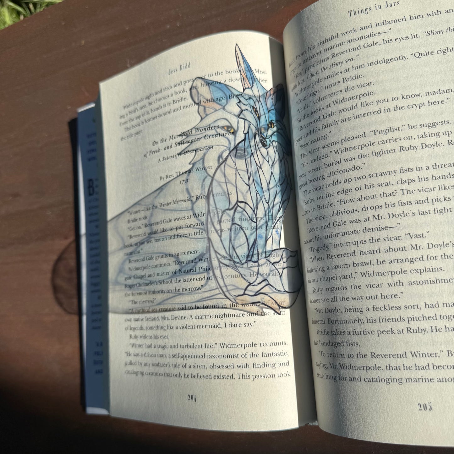 Arctic Fox Stained Glass paper bookmark