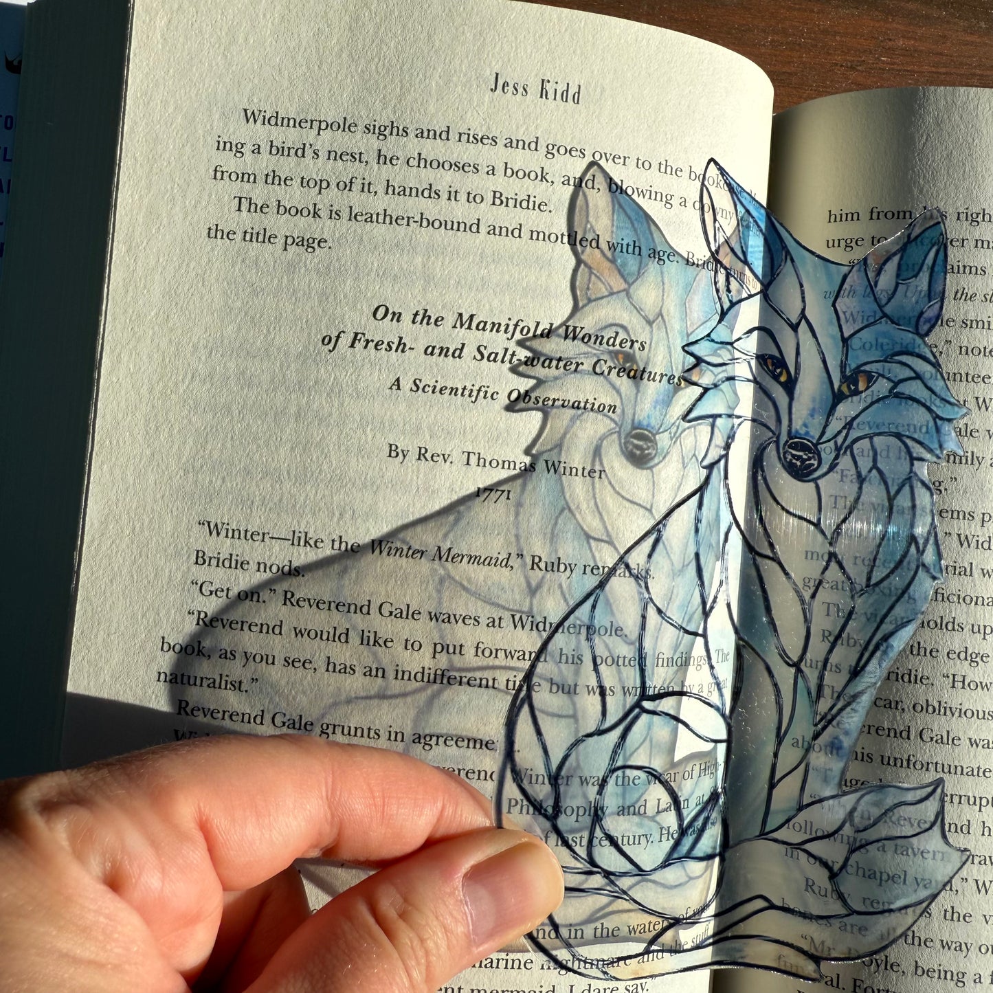 Arctic Fox Stained Glass paper bookmark