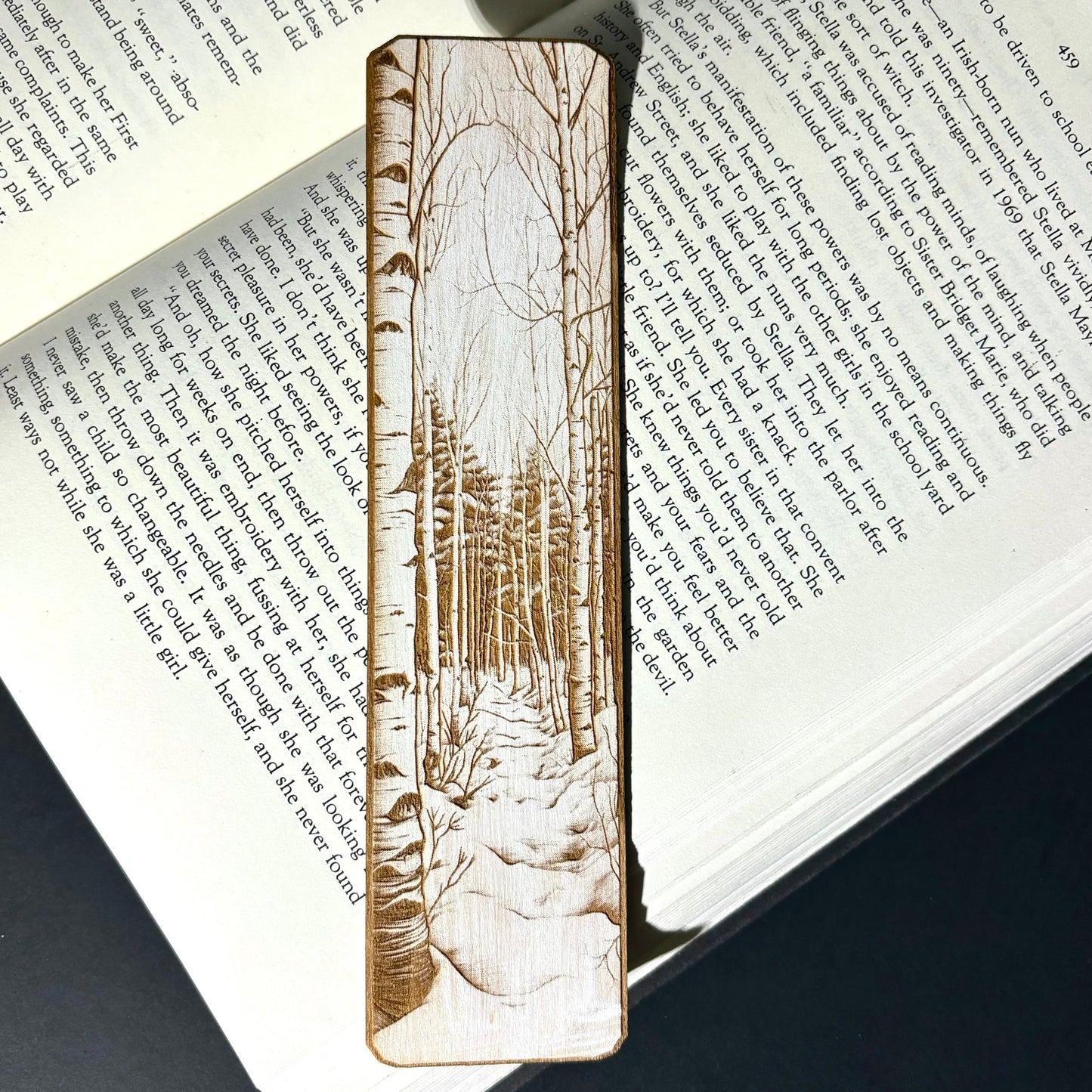 Winter Birch Forest Wooden Bookmark
