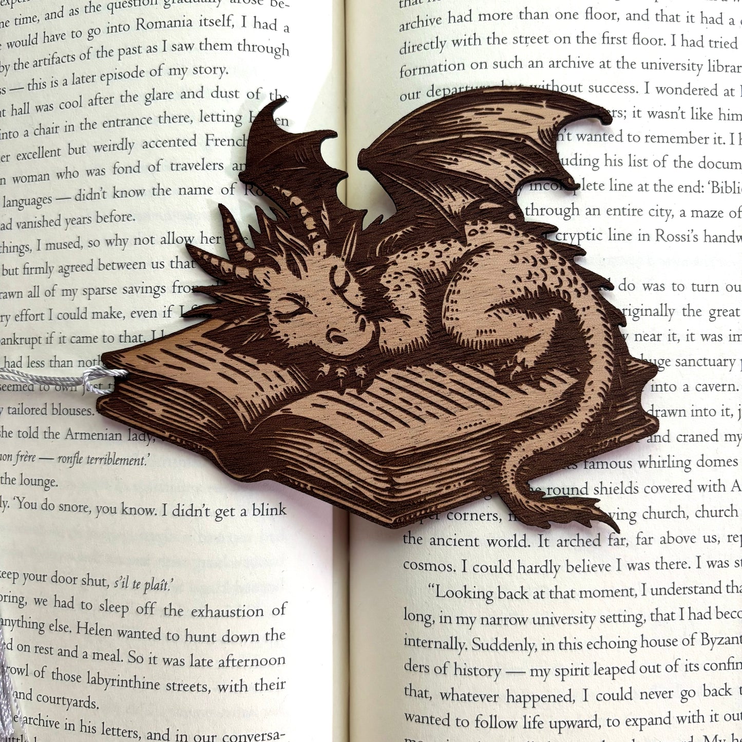 Sleeping Dragon Wooden Bookmark