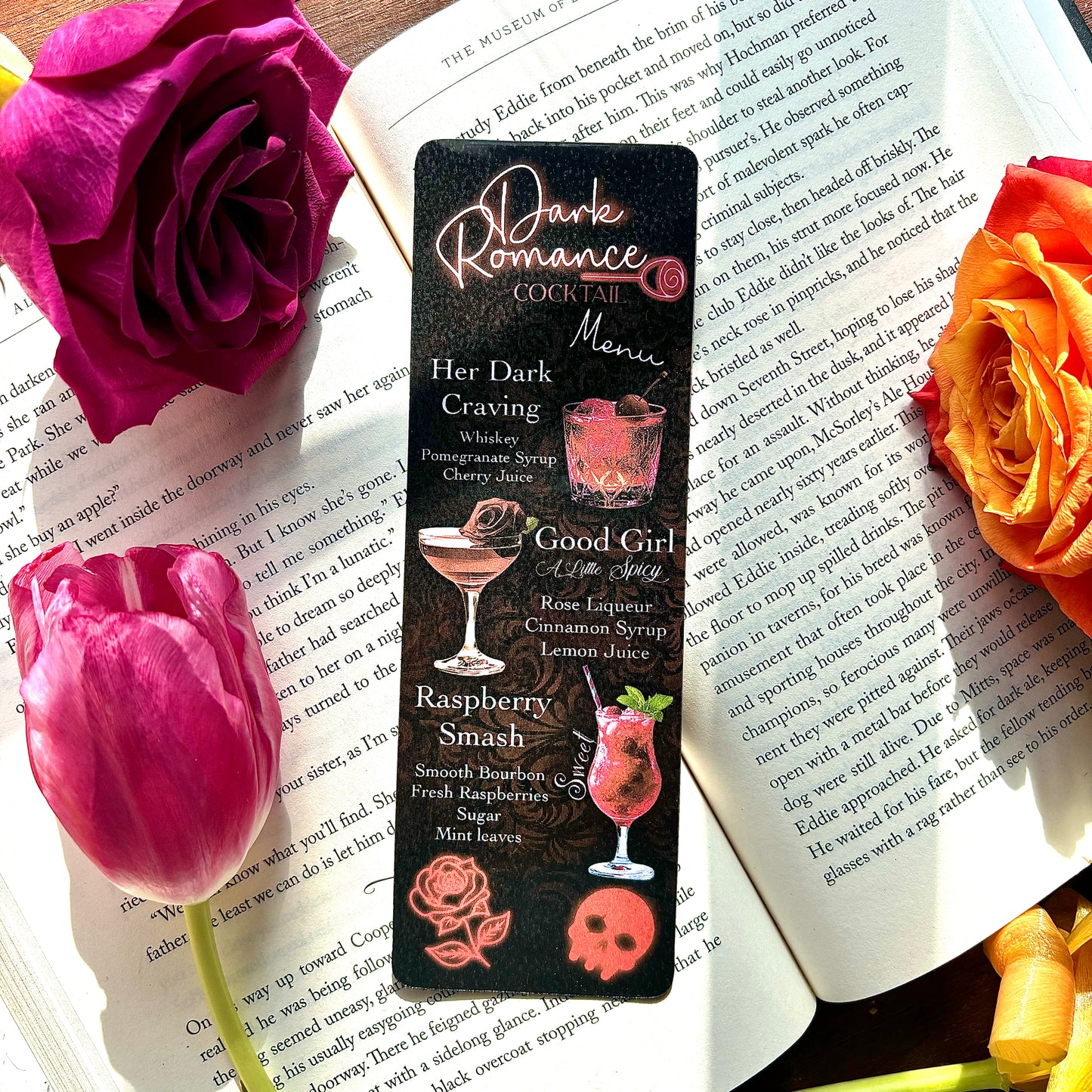 Dark Romance Cocktail Menu Bookmark