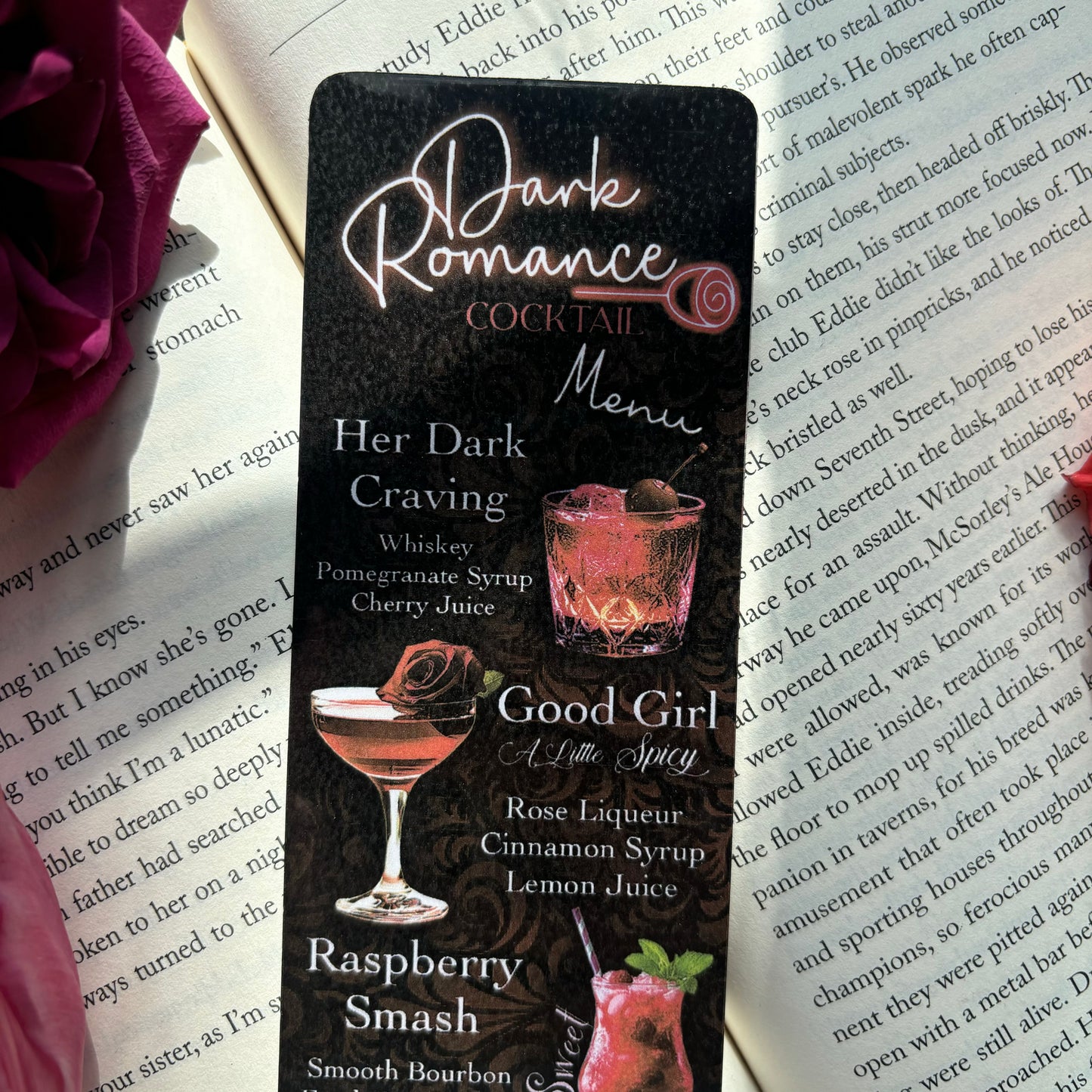 Dark Romance Cocktail Menu Bookmark