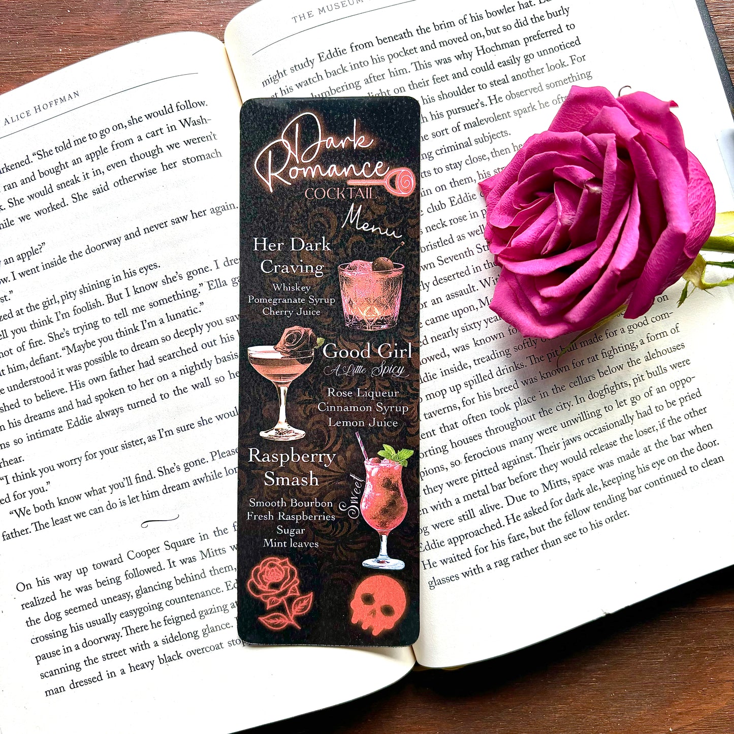 Dark Romance Cocktail Menu Bookmark