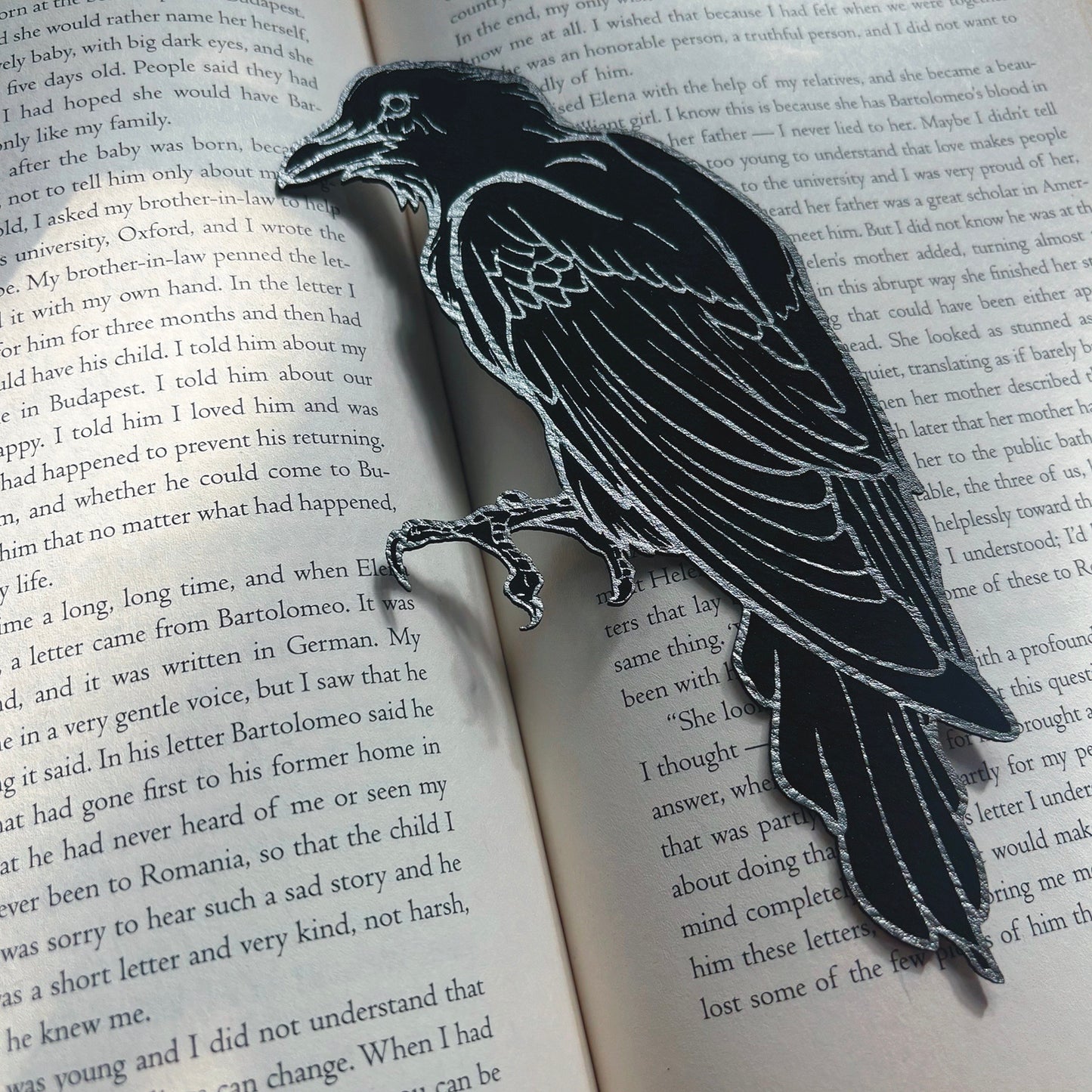 Crow Bookmark Faux Leather