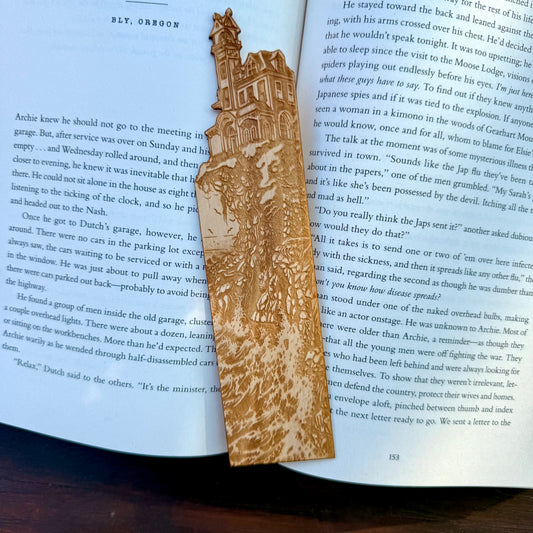 Gothic Mansion Wooden Bookmark