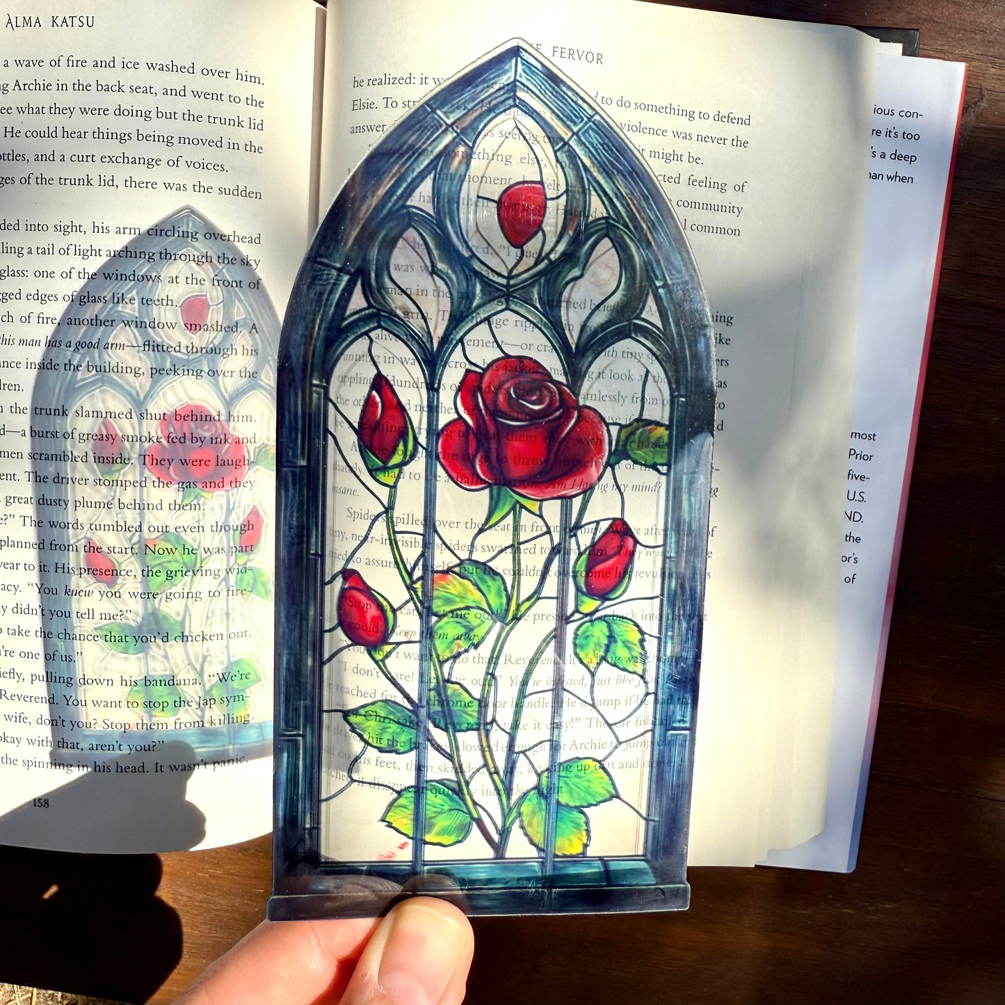 Rose Gothic Window Transparent Bookmark