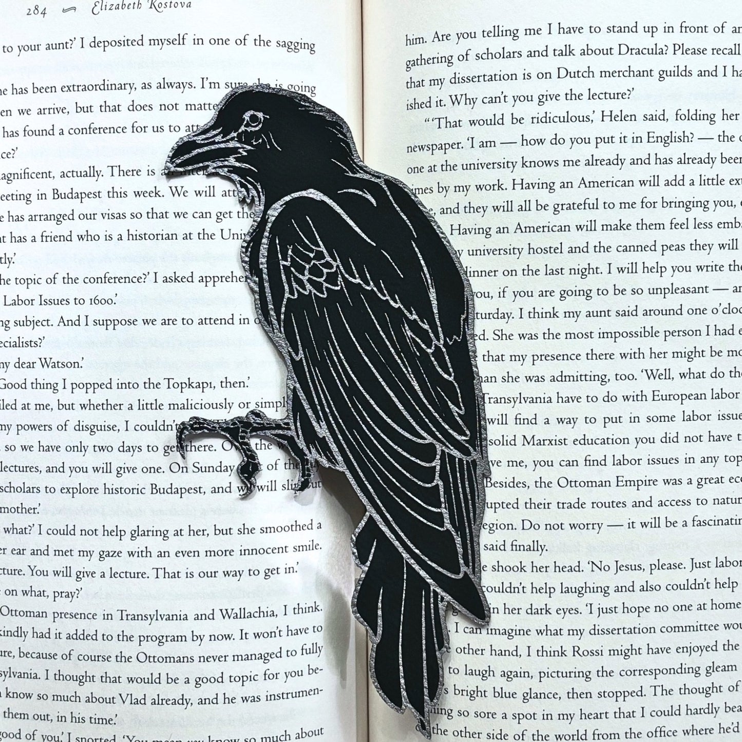 Crow Bookmark Faux Leather