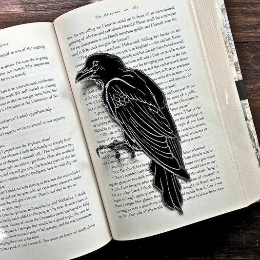 Crow Bookmark Faux Leather