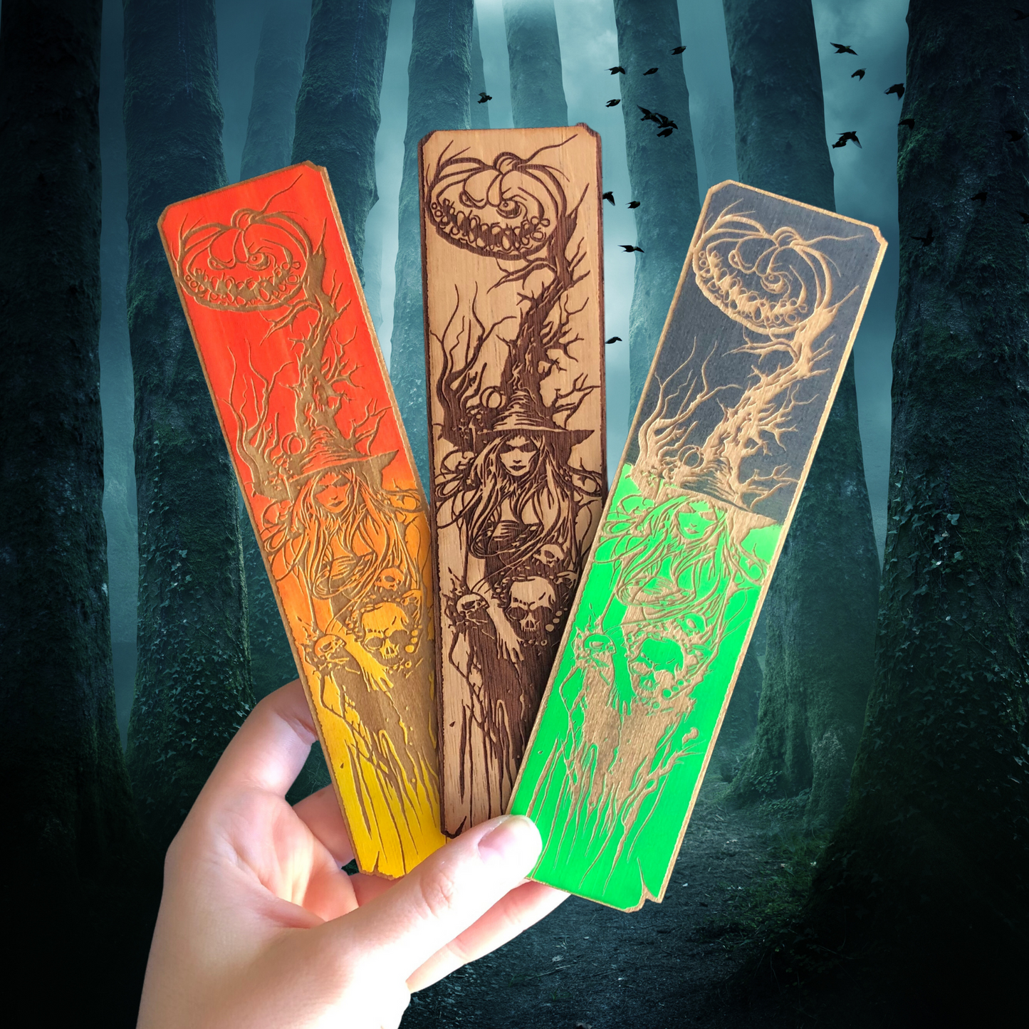 Halloween Witch Wooden Bookmark