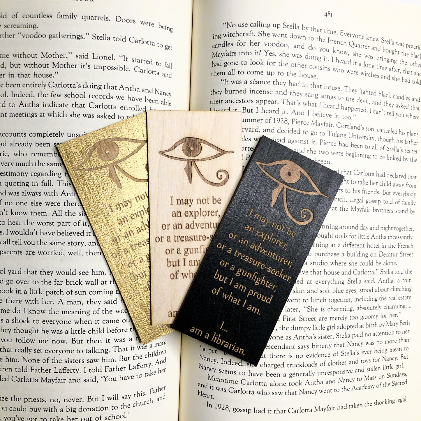 Librarian Wooden Bookmark | The Mummy Bookmark | Eye of Horus Woodmark