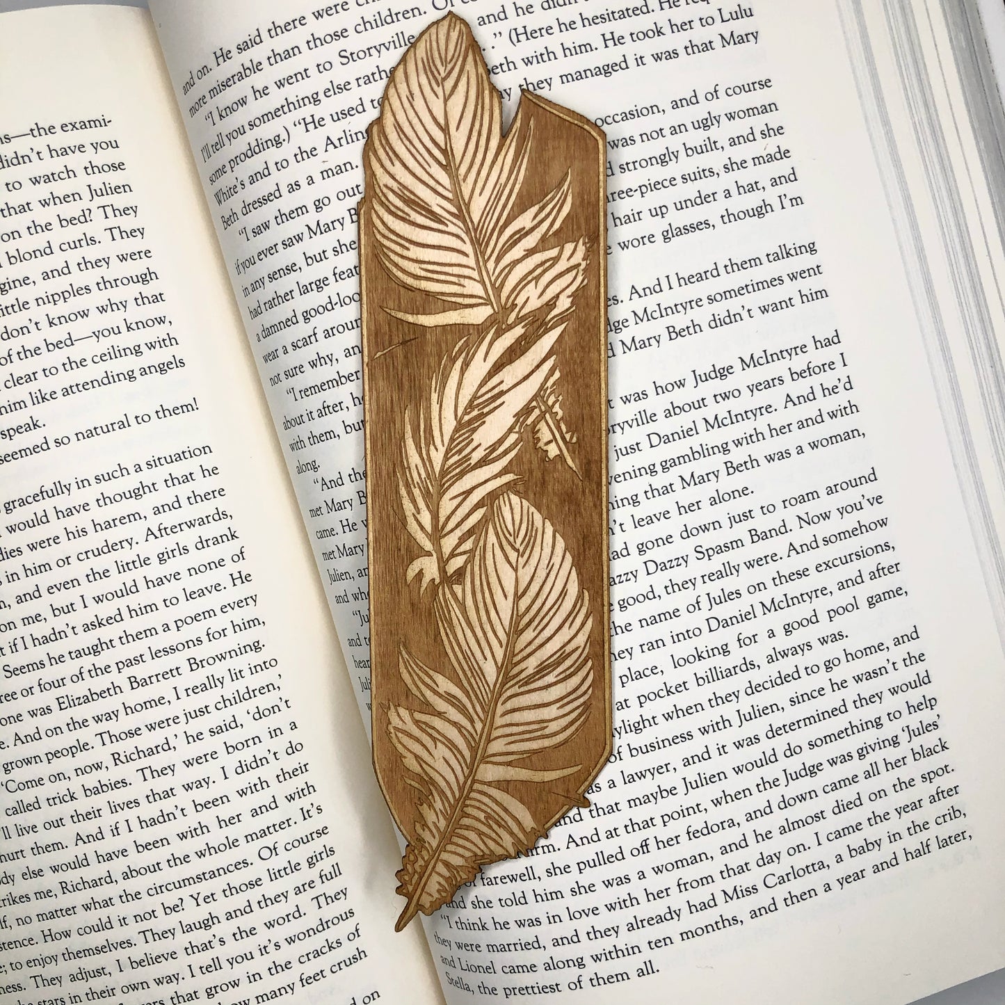 Feathers Wooden Bookmark