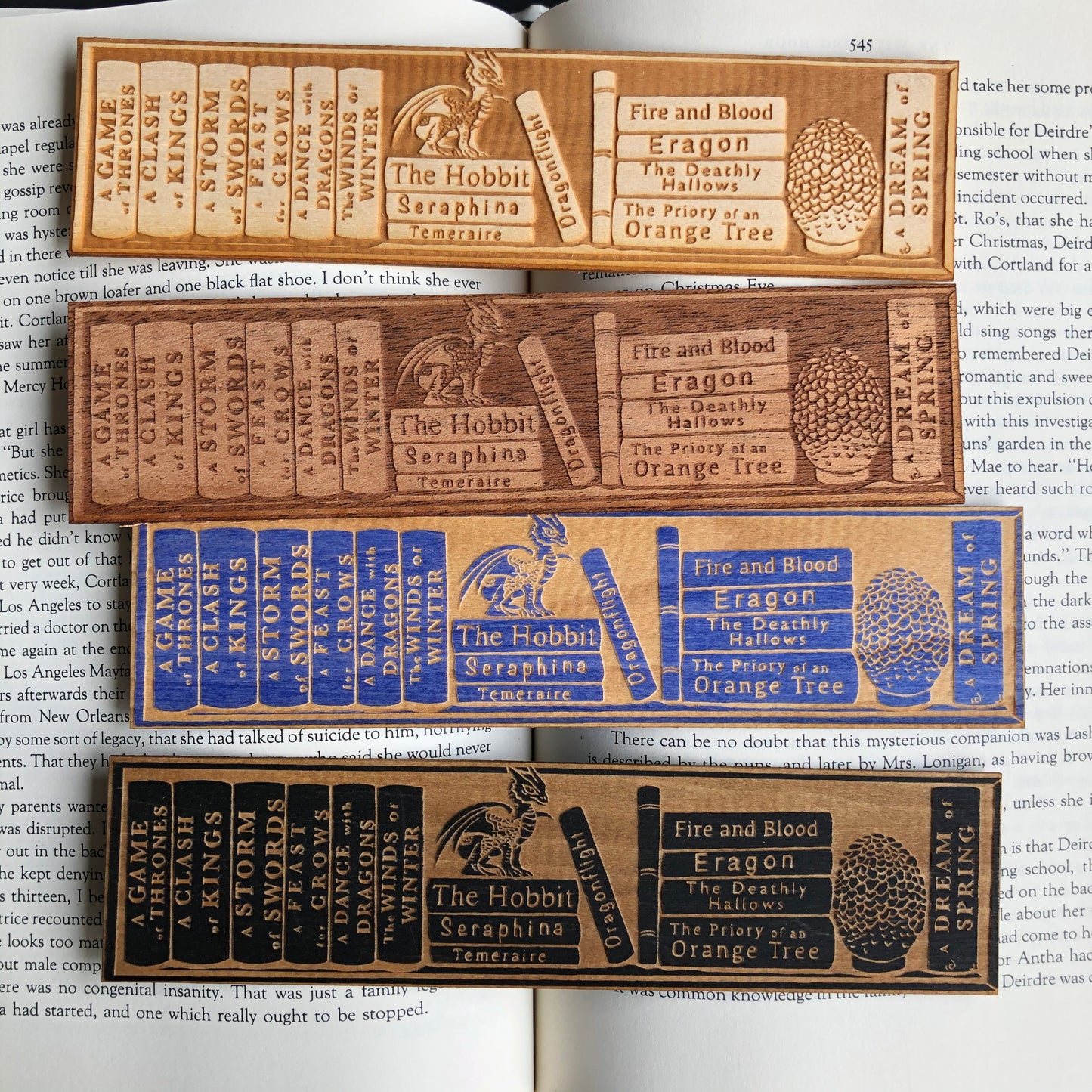 Book Dragon Shelf Wooden Bookmark